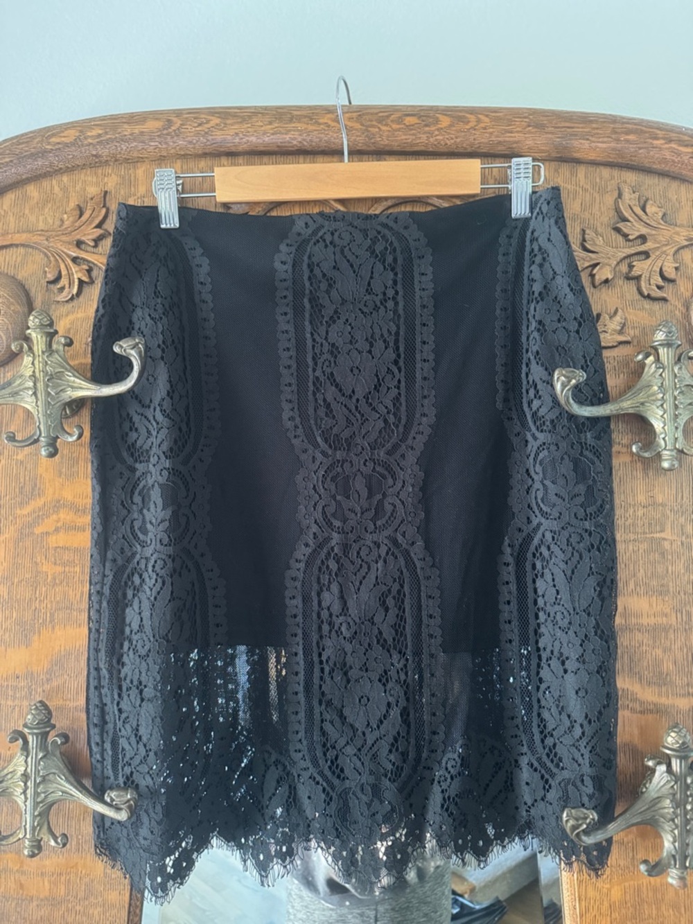Blu Pepper Black Lace Pencil Skirt